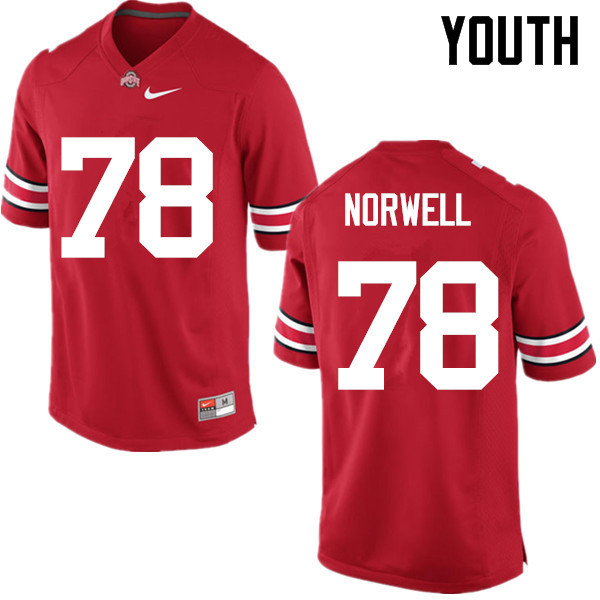 Youth Ohio State Buckeyes #78 Andrew Norwell College Football Jerseys Game-Red